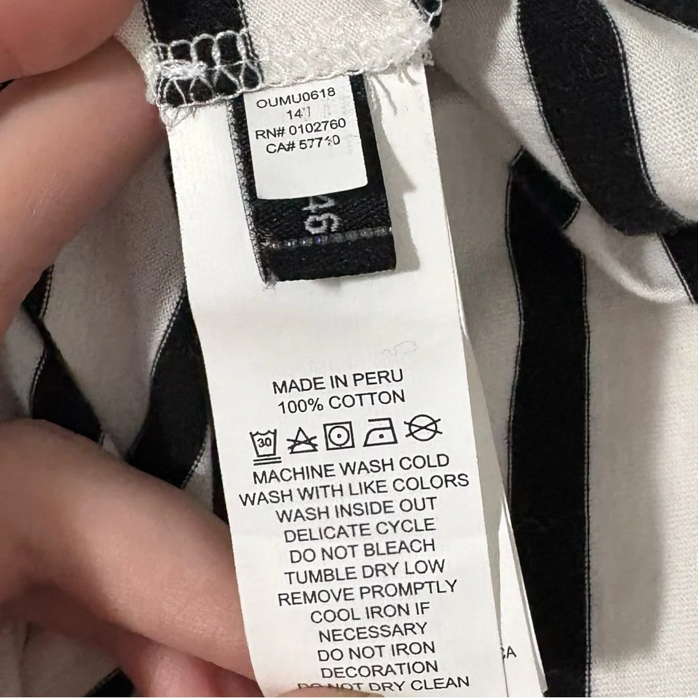 Kate Spade Size Small Queen Bee White‎ Blue Striped Tee Shirt Designer Classic